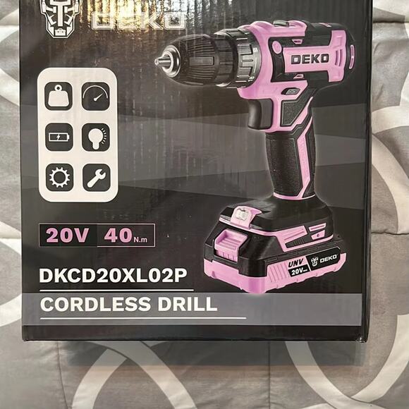 Pink Cordless Power Drill 20V Electric Power Drill Tool Set - Picture 1 of 6